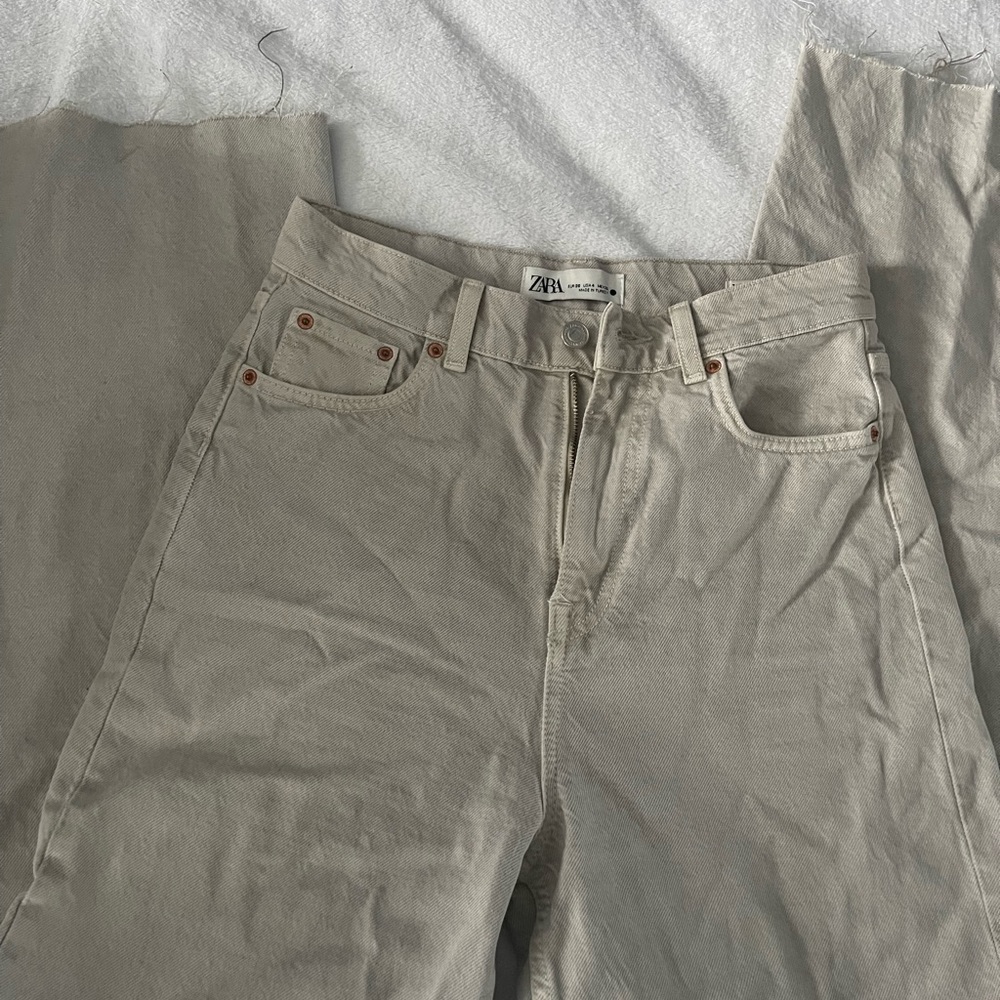 Zara full length high rise pants in light tan